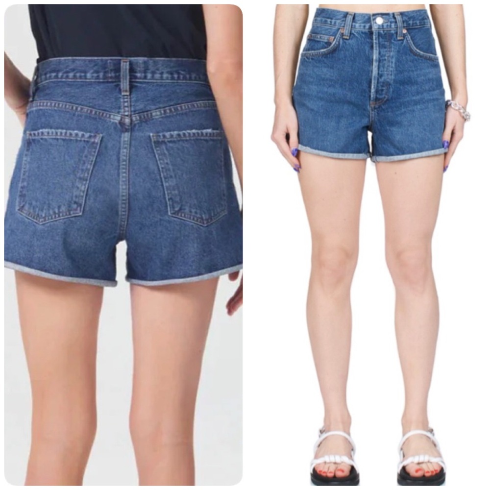 AGOLDE Dee High Rise Rolled Hem Jean Denim Shorts Enamour Sz 28 Cuffed Cut Off